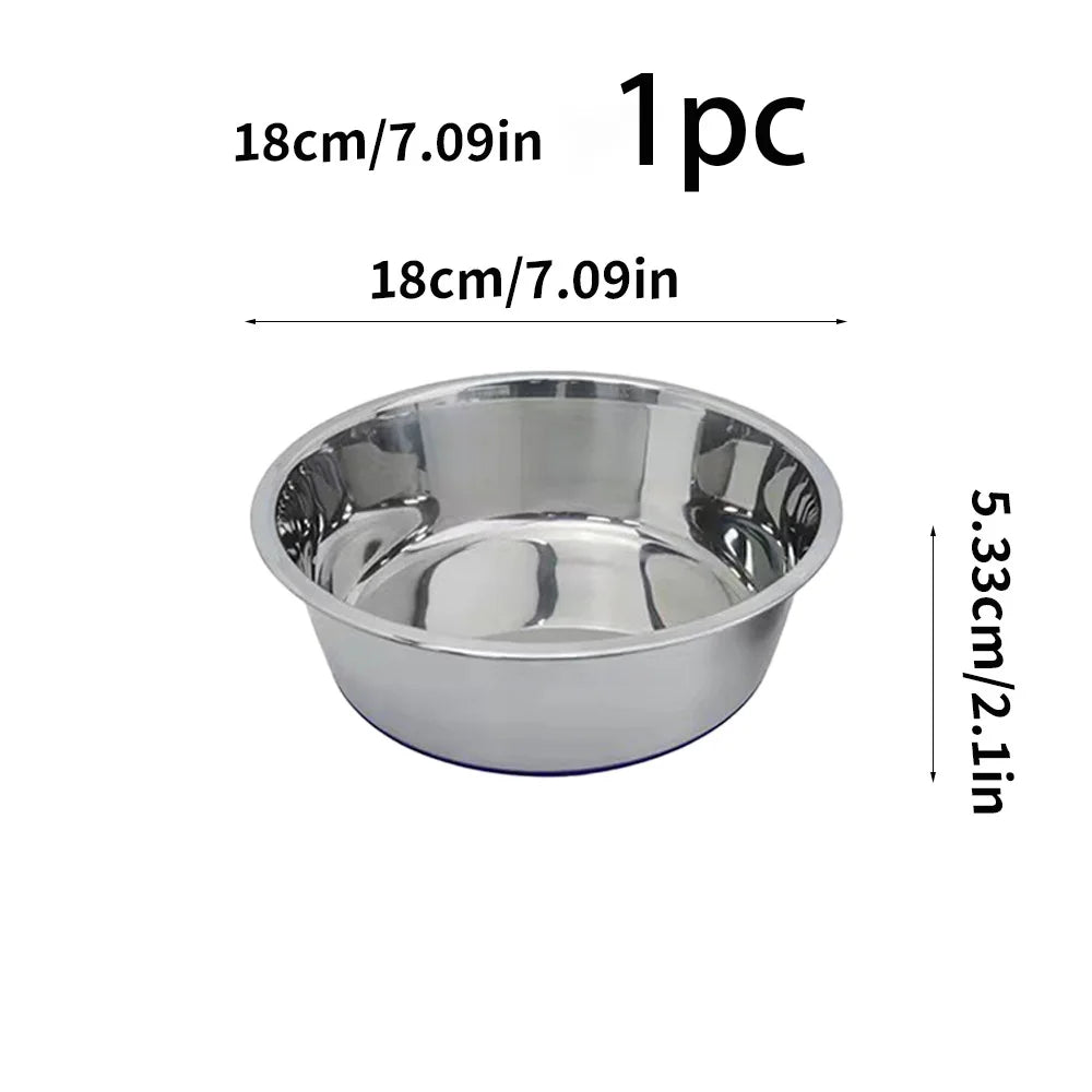 Stainless steel dog bowl, three sizes, with silicone anti slip bottom, durable dog bowl, suitable for small, medium and large