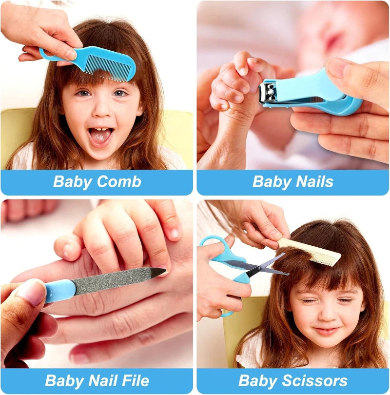 Baby Care Kit Kid Multi-functional Nail Clipper Comb Hair Thermometer Grooming Brush Kit Scissors Baby Health Care Set  Newborn