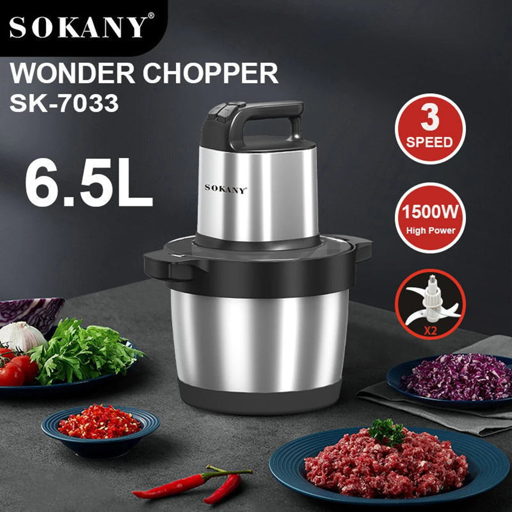 6.5L Electric Home Meat Grinder Vegetable Blender Crusher 1500W Juicer Home Sausage Stuffer Meat Mincer Food Processor Kitchen