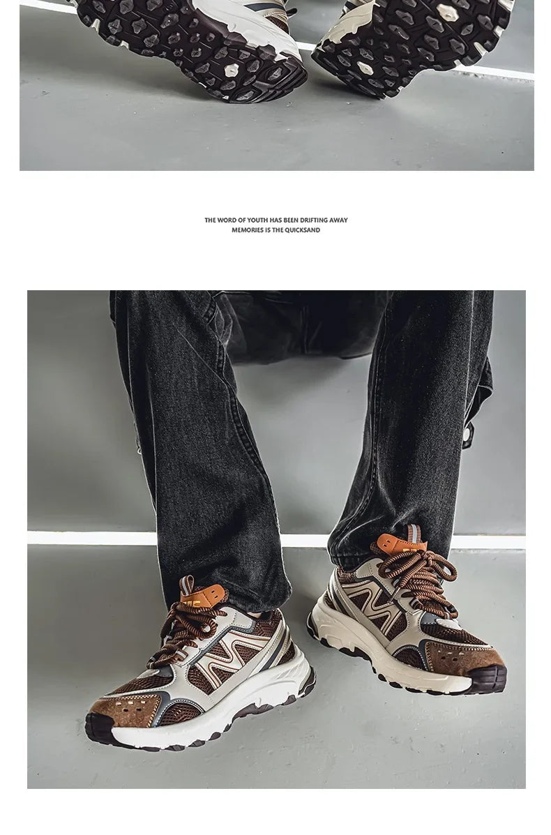 Breathable Outdoor Men's Sport Shoes Summer Trend Dad Sneakers Student Casual Rubber Sole EVA Insole Cotton Lined Net Mesh