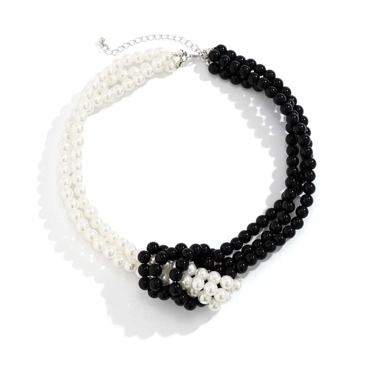 Fashion Black White Imitation Pearl Patchwork Chain Necklace For Women Female Vintage Sexy Multilevel Bead French Choker Jewelry