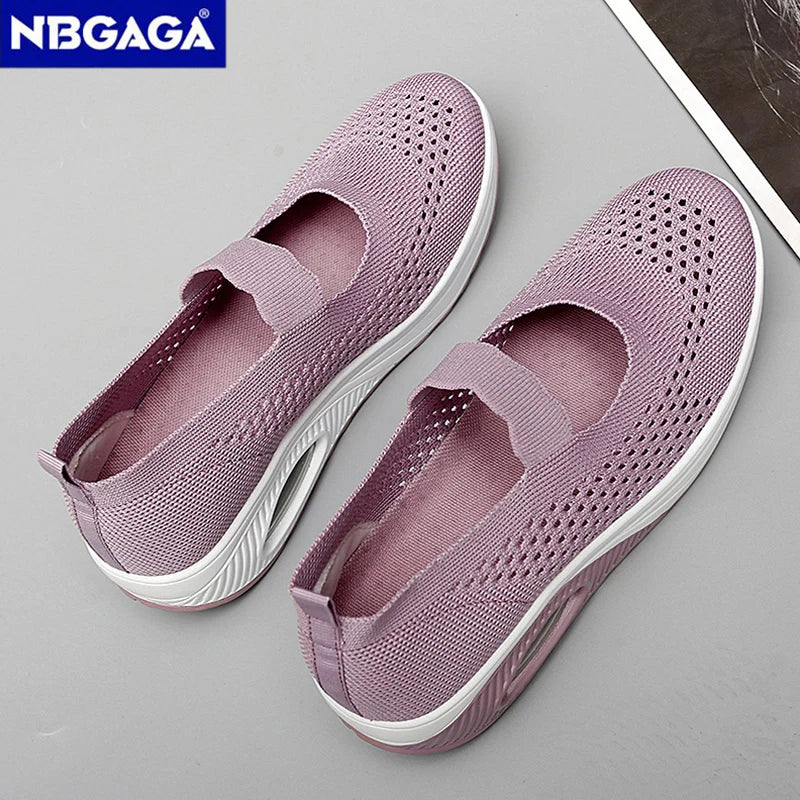 Solid Color Women Walking Shoes Air Cushion Non Slip Orthopedic Shoes Ladies' Casual Mother's Shoes Slip-On Lazy Loafers Sneaker