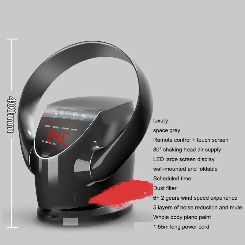 32W 220V Remote Control Bladeless Wall Fan, Electric Fan, Ultra-Quiet Variable Speed Bladeless Fan