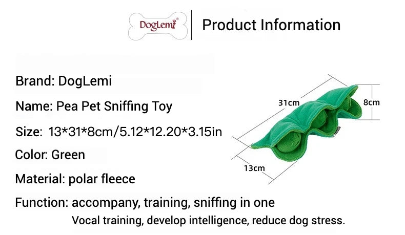 Pea Pet Sniffing Toy for Dogs Plush Soft Chew Toy with Hidden Treat Pockets Built-in Squeakers Interactive Training Nose Work