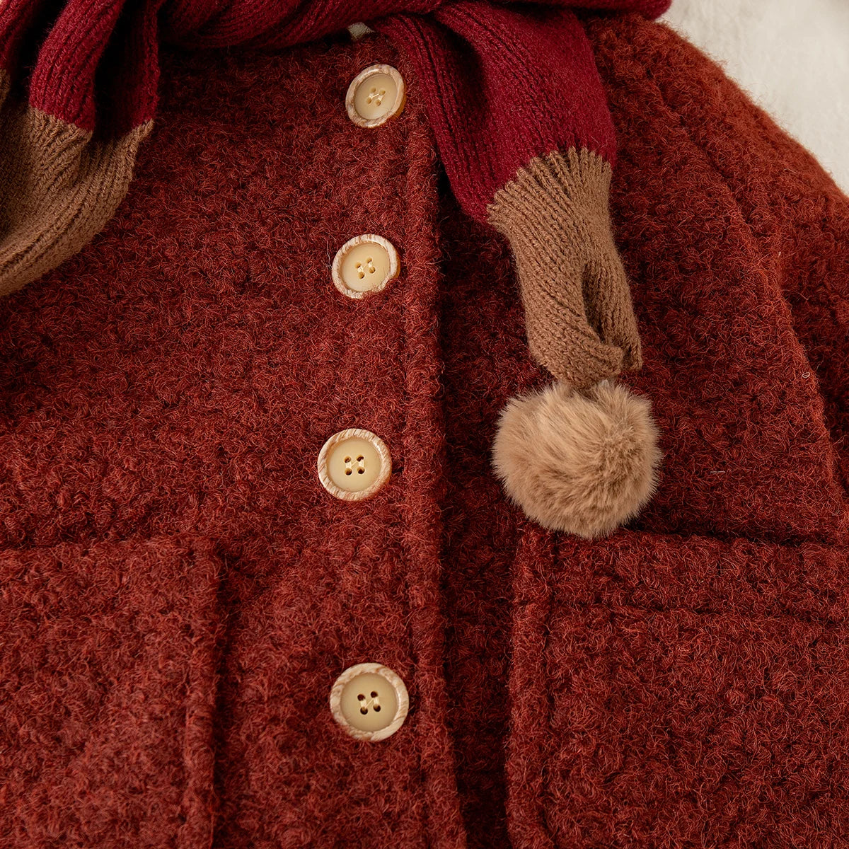 Winter New Thick Warm Baby Girl Coat, Christmas Party Children'S Clothes With Free Scarf (9 Months - 4 Years Old)