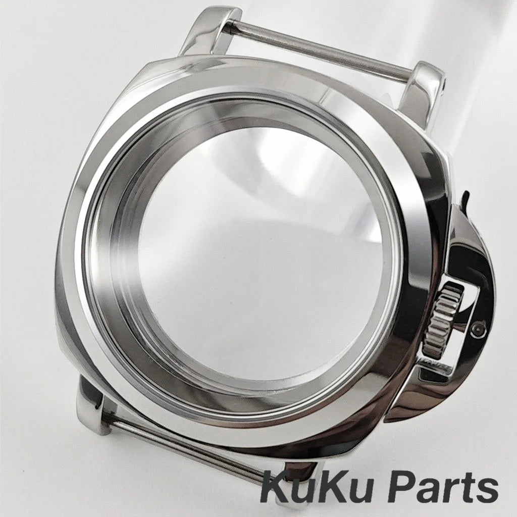 Polished/Brushed NH35 40mm Silver Sapphire Glass Watch Case With Handle Case for NH34 NH35 NH36 4R35 Movement 28.5mm Dial Watch