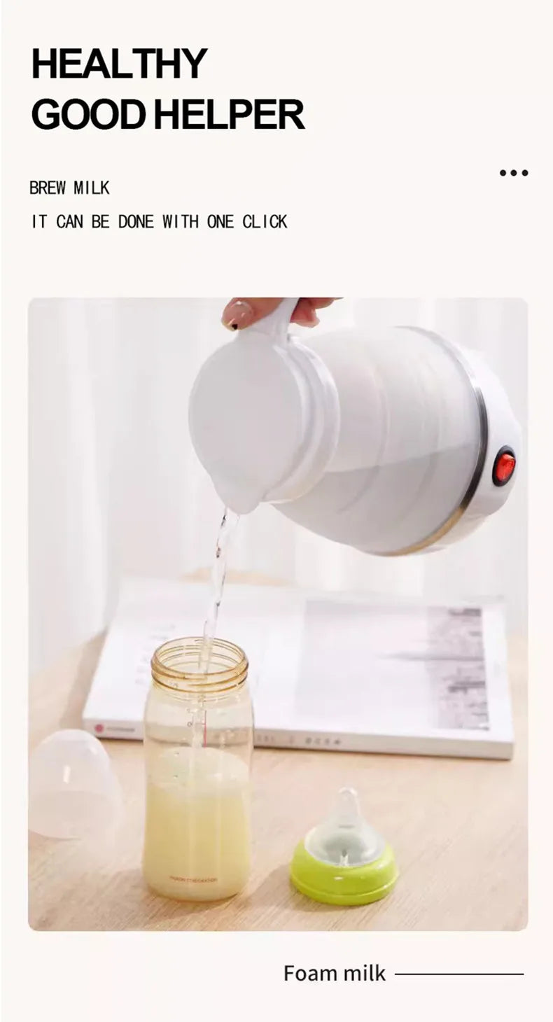JFBONIN 0.6L Mini Folding Kettle Portable Water Heater 600W Silicone Compression Electric Kettle Home Kettle Easy To Travel