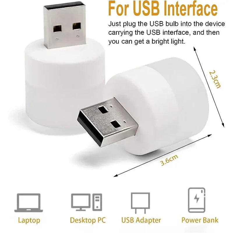 USB LED Night Light - Warm & White Dual Mode Eye-Friendly Compatible with Laptop Power Bank & USB Charger (2025 Edition)