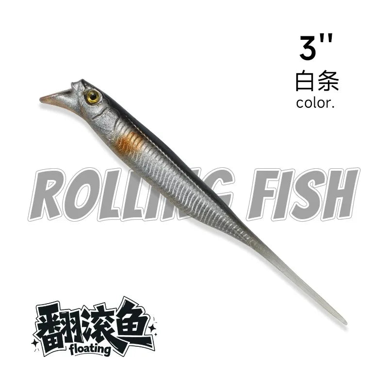 Competition Edition Floating TPE Soft Bait 2.5" 3" Midosto Wacky Rig Lure Rolling Action for High-Pressure Fishing for Bass Pike