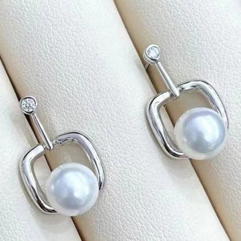 MeiBaPJ 8-9mm Natural Round Pearls Fashion Jewelry Set DIY 925 Silver Pendant Earrings Ring Fine Wedding Jewelry for Women