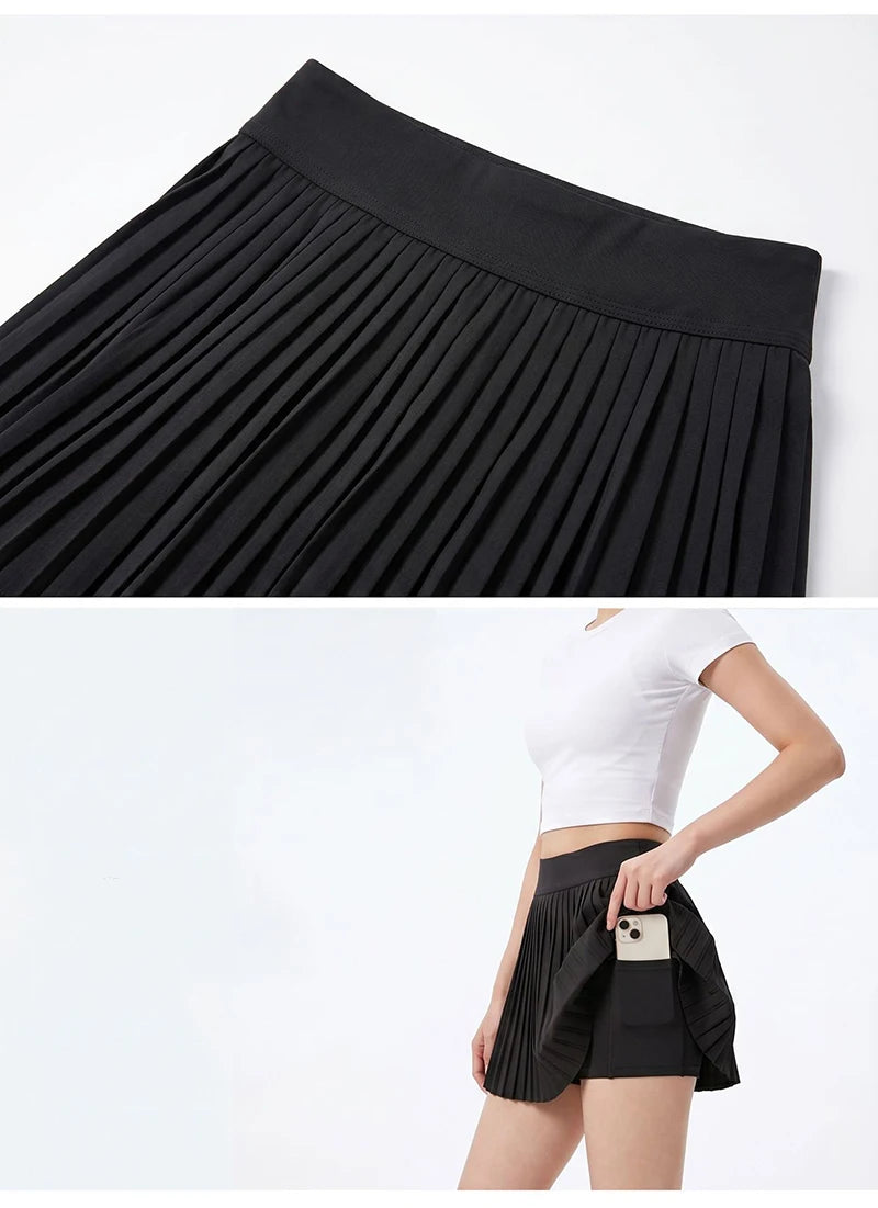 BIVIGAOS Summer Fashion High Waist Sport Short Skirt Women Youthful Cute Mini Skirt Safety Shorts Accordion Pleated Tennis Skirt