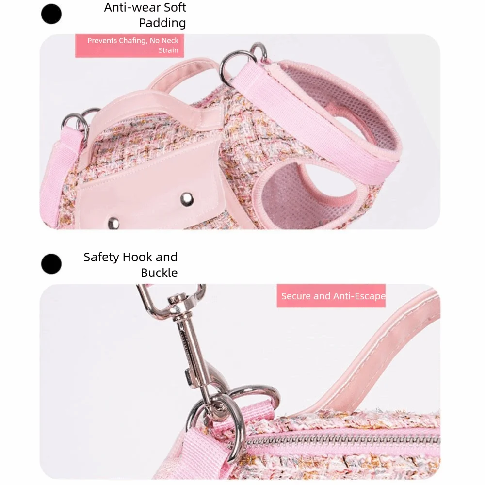 Stylish Dog Horizontal Backpack Elegant with Leash Handle Pet Traction Backpack Breathable Edge-wrapped Cat Carrier Bag Travel