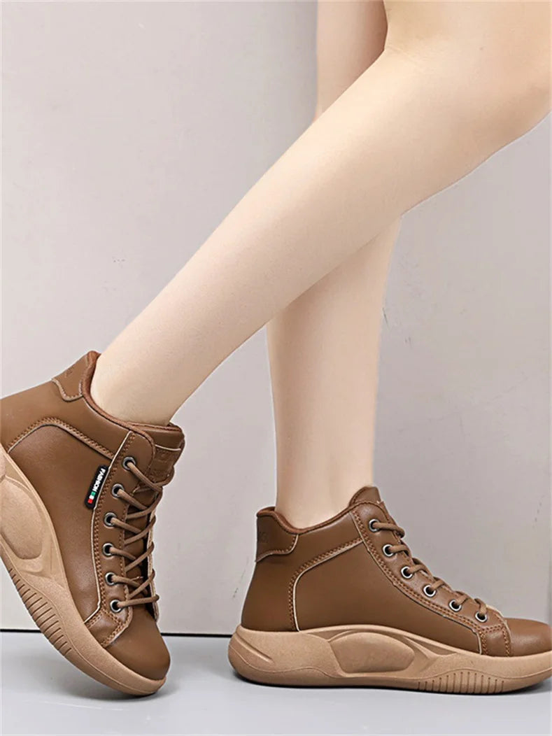 CINESSD Version of High-top Shoes for Female Students Trend of Casual Running Shoe Comfortable Lace-up Sneakers Female Shoes