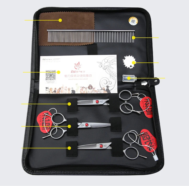 Fenice 4.5 Safety Round Tip Pet Dog Cat Grooming Cutting Scissors Dogs Hair Cutting Shear for Eyes/Face/Foot/Nose