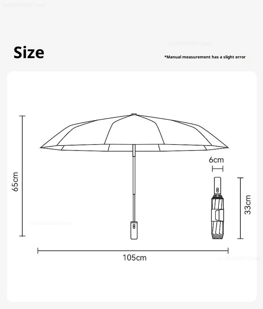 ZUODU Intelligent Electric Reverse Umbrella Fully Automatic Reinforcement Thickened Durable Rainproof Sunscreen Dual Use