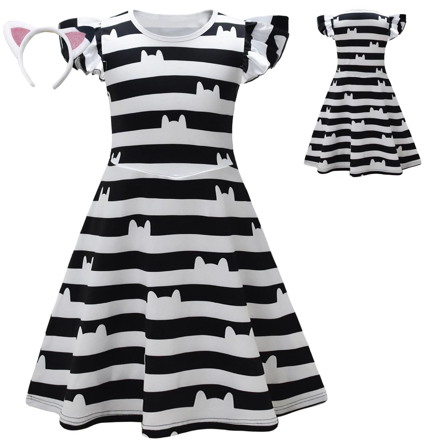 Vestido De Gabby's Dollhouse Clothes Kids Gabbys Cats Cosplay Costume Toddler Girls Carnival Birthday Party Dress with Headband