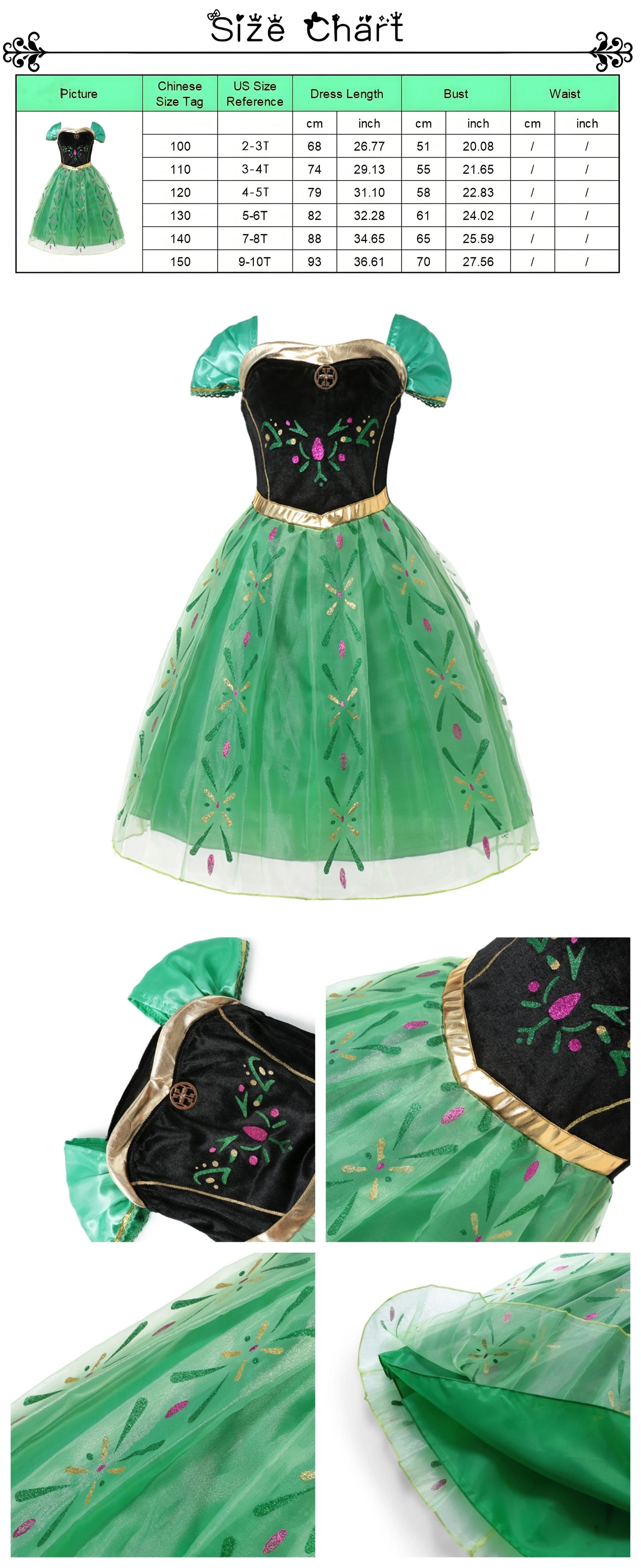 Halloween Birthday Dress Cinderella Snow White Aurora Rapunzel Princess Costume for Girls Kids 2-8Y