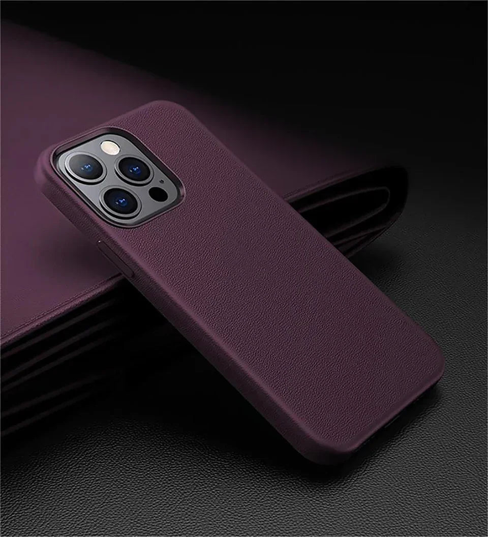 Official Quality Leather for Magsafe Case for IPhone 17 Pro Max 16 15 14 13 Pro Max Air Original Magnetic Charging Case