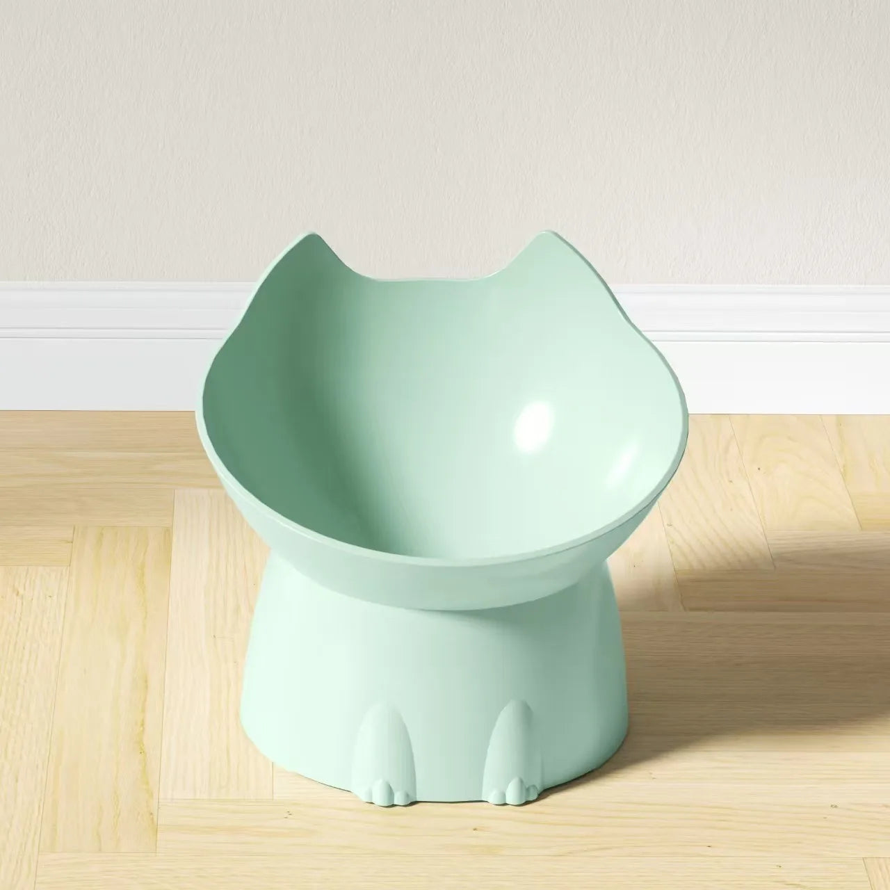 1pc WhiskerWare Elevated Cat Bowl Anti-Tip Plastic Raised Pet Feeding Dish with Tilted Edg 3e Neck Protection Kitty Food