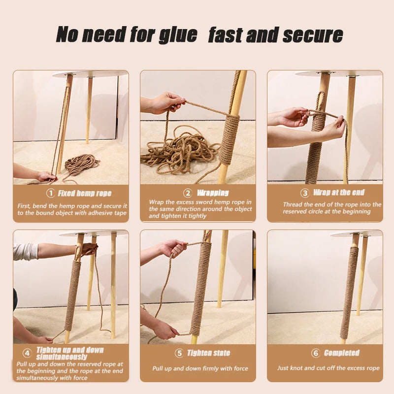 Cat DIY Sword Hemp Rope Cat Climbing Frame Cotton Rope Cat Tree Tower Furniture Protector 4/6/8mm Cat Grinding and Scratching
