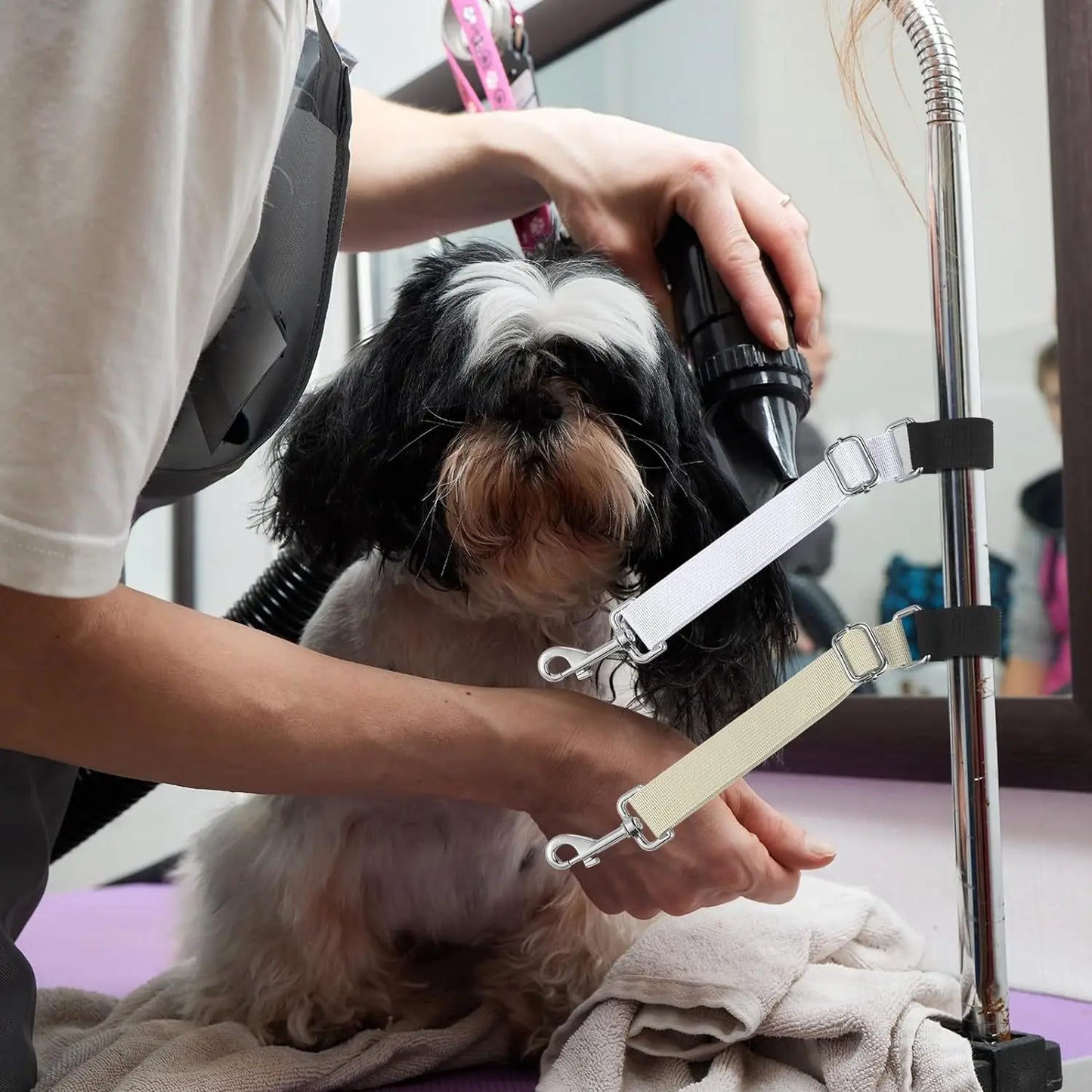 2 Pcs Pet Dog Grooming Basic Leashes Arm Accessories, Adjustable Pets Loops Extension Straps for Bathing Grooming Trimming