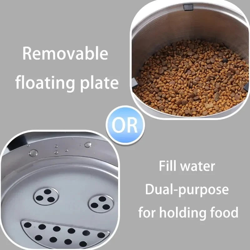 1L/3L Stainless Steel No Spill Water Bowl for Dogs/Cats Non-Slip Slow Dog Bowl Water Feeder Dispenser for Medium Large Dogs