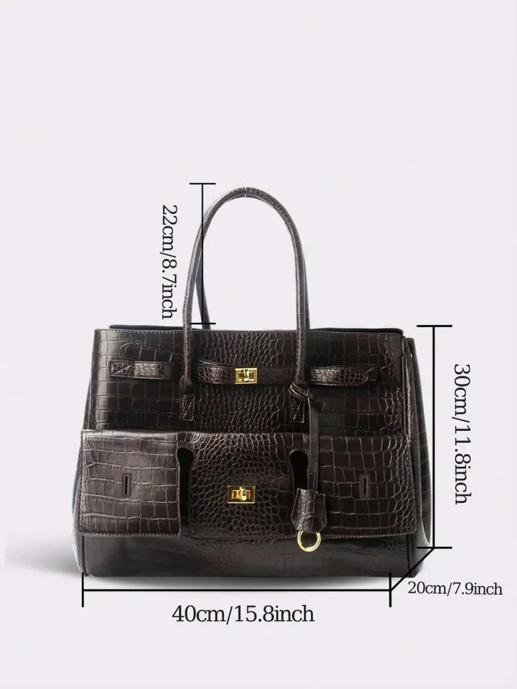 Luxury Leather Diaper Bag For Women Minimalist Design Handbag Elegant Classic Commuter Large Capacity Bag