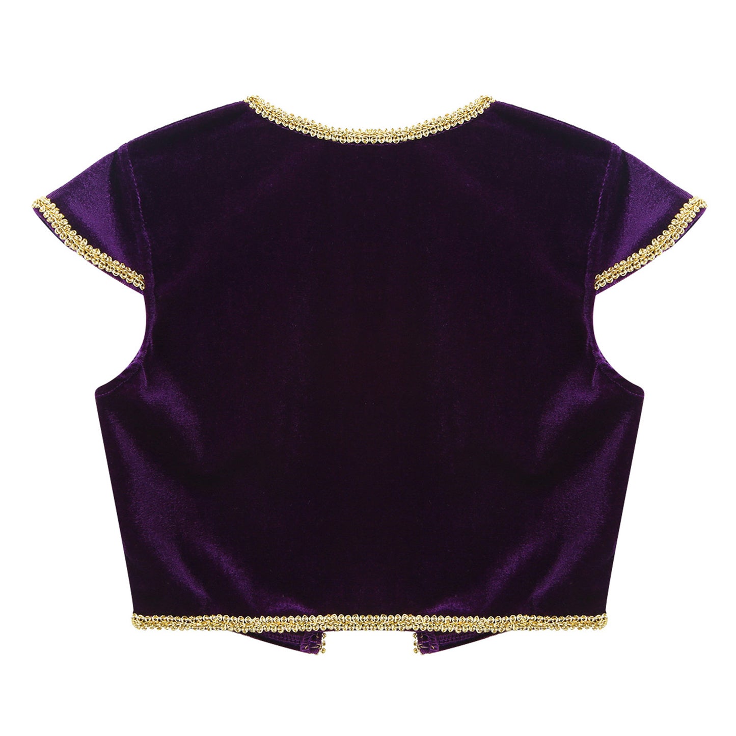 Kids Boys Arabian Prince Costume Cap Sleeve V Neck Braided Trimming Vest Waistcoat for Halloween Cosplay Theme Party Clothes