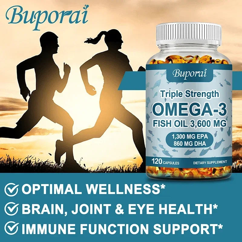 Omega-3 Fish Oil Supplement - Rich in EPA+DHA, Supports Joint, Brain and Eye Health, Enhances Immune Function, and  Antioxidant
