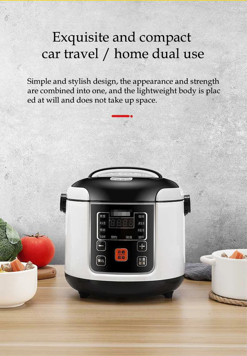 Electric Car Rice Cooker 2L Portable Truck Multi-Cooker Soup Porridge Cooking Food Steamer Electric Lunch Box 12V or 24V