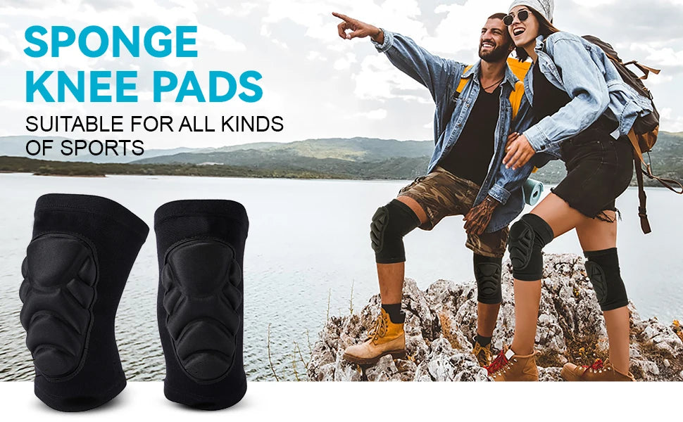 1Pair Knee Elbow Pads,Thick Sponge Collisioned Kneepads for Sports,Protective Knee Support Sleeve for Basketball Running Cycling