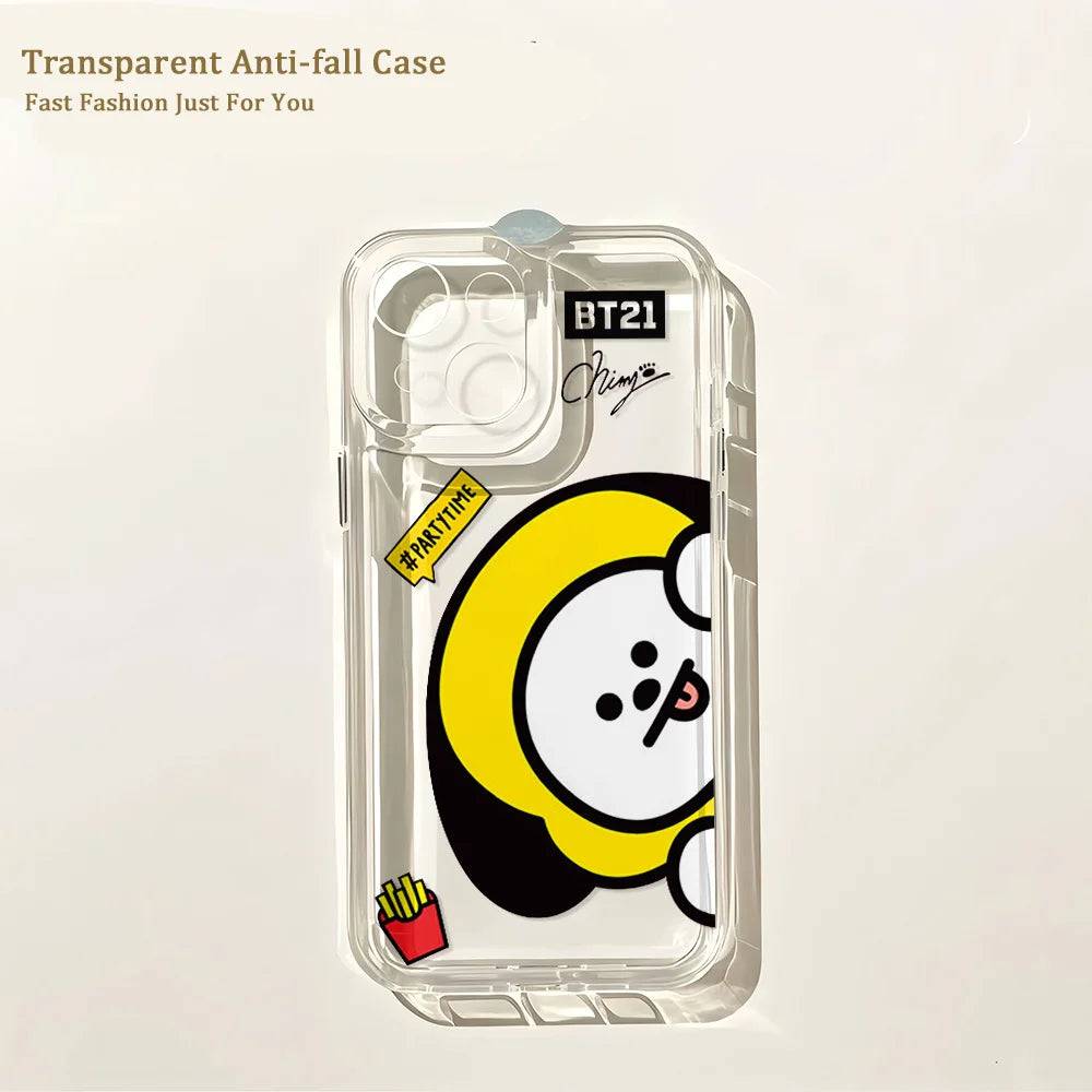 Cute Cartoon -Y-BT-21-Phone Case For iPhone 17 16e 16 15 14 13 12 11 Mini Air Pro Max X XR 7 8 Plus Transparent Soft Back Cover