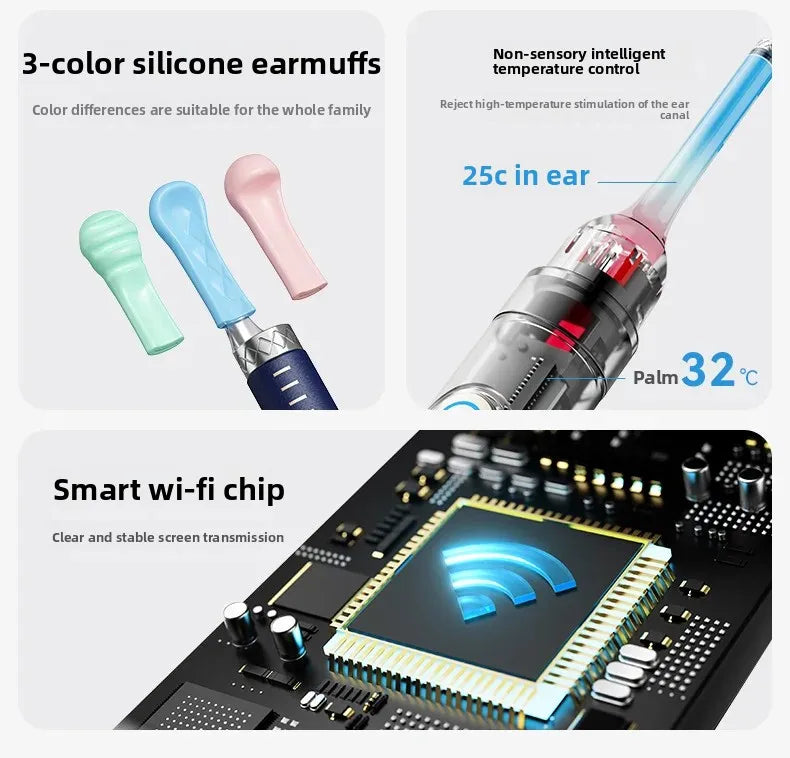 Smart Visual Ear Wax Cleaner with HD Camera Endoscope Wireless WiFi Ear Cleaning Tool for Home Use Ear Wax Remover