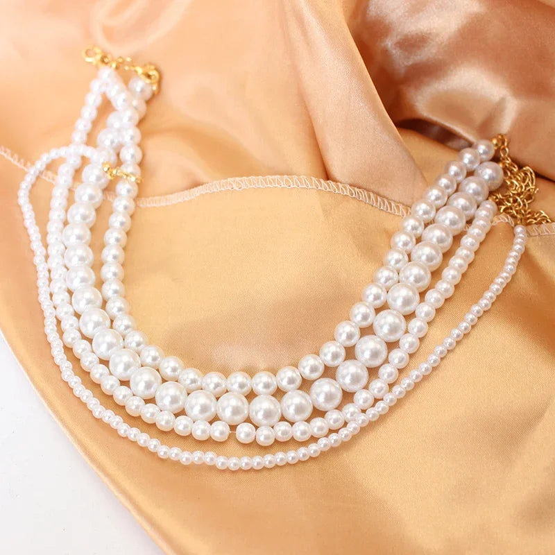 4 5 6 8mm White Pearl Chokers Necklace Clavicle Chain For Women Classic Fashion Elegant Wedding Neck Jewelry Love Pendant Gift