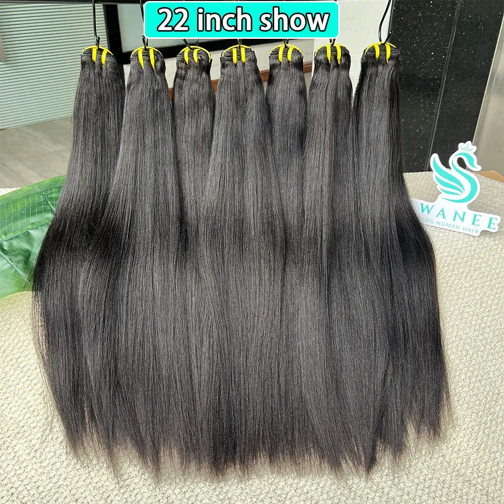 15A Light Yaki Straight Human Hair Bundles #1B Natural Color Sew In Weaves Kinky Straight Bundles Vietnamesen Hair Extension