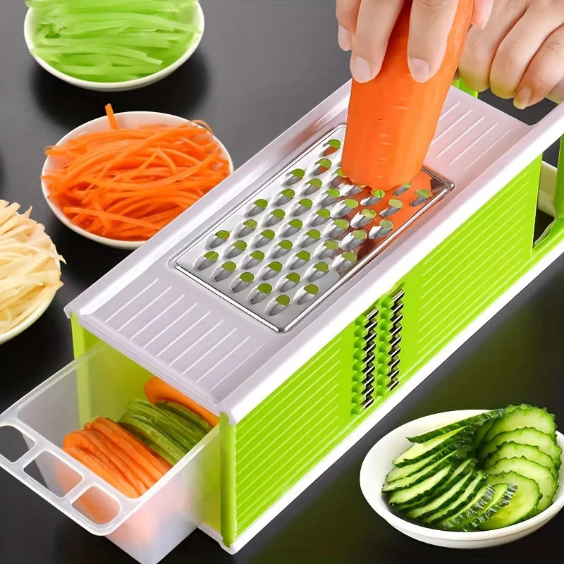 5in1 Vegetable Grater & Square Cutter Manual Shredding Dicing Grating Compact Design Multifunctional Slicer Chopper Kitchen Tool