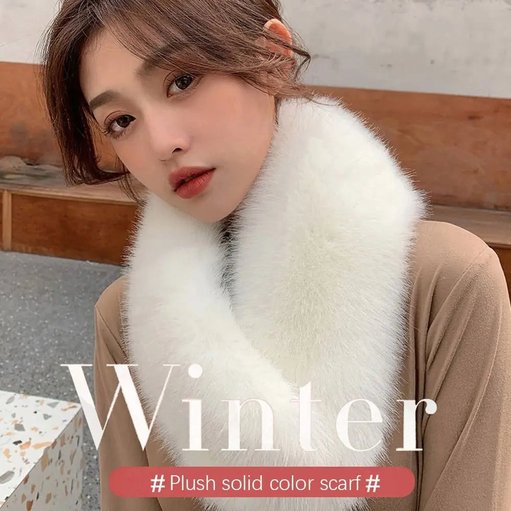 Women Hair Collar Winter Female Fur Scarf Solid Color Shawl Imitation Fur Scarf Artificial Wool Bib