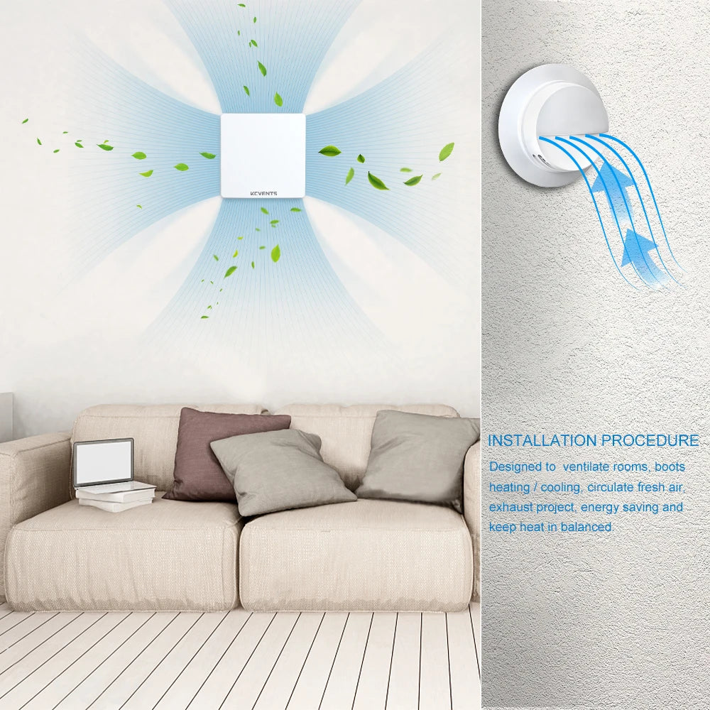Heat Recovery Ventilator with Ceramic Heat Exchanger, Wall-Mounted Fresh Air System with WiFi/Remote Control for Home, Attic