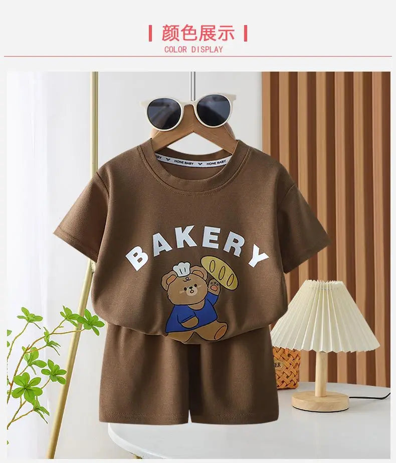 2Pcs Children Tshirt Shorts Sets Baby Summer Clothes Boy Girl Fashion Short Sleeve Pants Suit Leisure Outfits Kids Costume