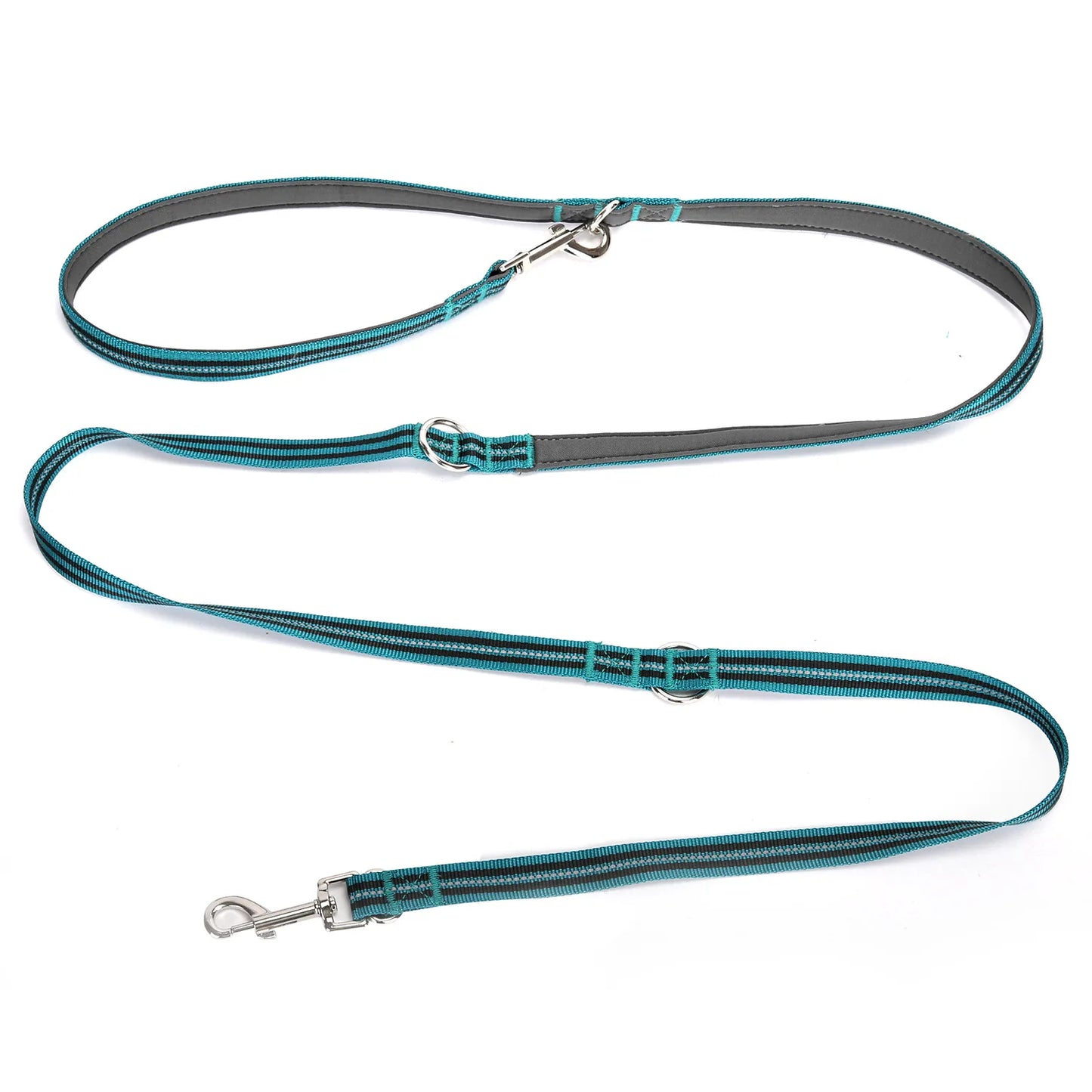 Crossbody Dog Leash Versatile Crossbody Waist Leash with 3 Rings Puppy Walking Leash Reflective Nylon Multifunctional Pet Rope