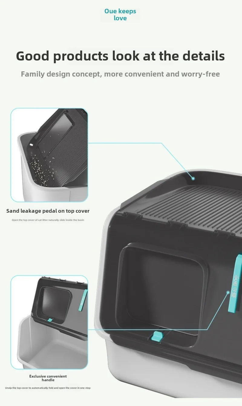 Large Enclosed Cat Toilet Waterproof Removable Washable Cat Litter Box Pet Cleaning Products Accessories Cat Bedpans Supplies