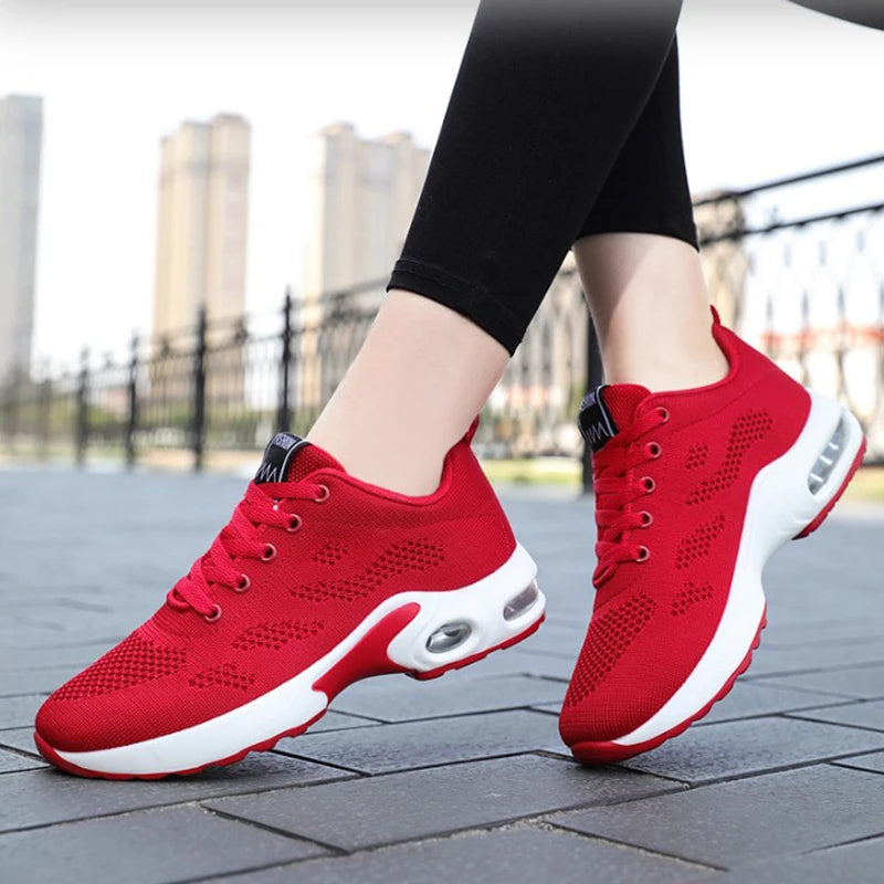 Women Mesh Breathable Casual Sneakers Lace-up Vulcanized Shoes Ladies Platform Sneakers Female Shoes Plus Size Zapatos De Mujer