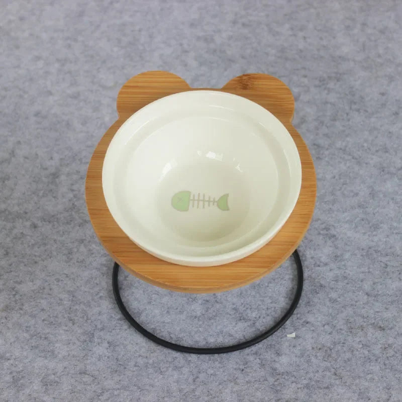 Ceramic Cat Bowl Cat Food Feeder Dog Bowls Drinking Water Bowl Cervical Protection Pet Supplies Ceramic Double Cat Bowls