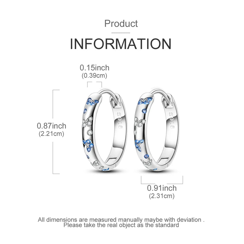 925 Sterling Silver Butterfly Earrings Women Sparkling Zirconium Hoop Earring For Anniversary Wedding Jewelry Gifts