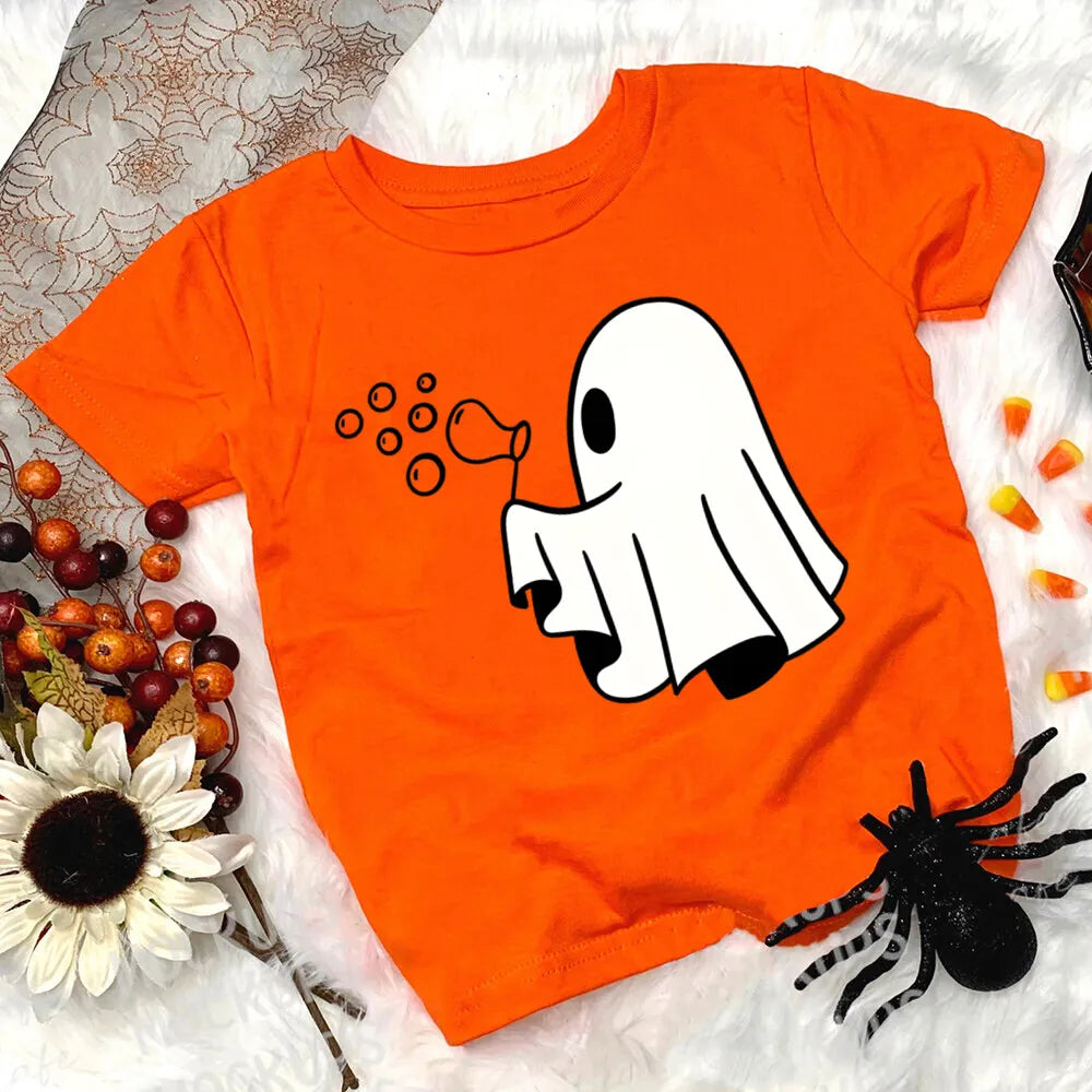 Child Halloween Outfit T-shirt Funny Print Girl Boys T Shirt Fall Festive Shirt Kids Tshirt Clothes Halloween Party Toddler Tops