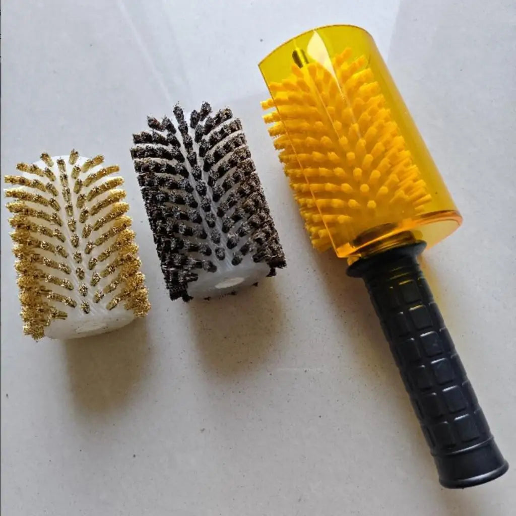 Snowboard Wax Brush Kit with Axle Handle Cover Roller Brush Nylon Brass Horsehair Professional Ski Wax Brushes Ski Wax Brush Kit