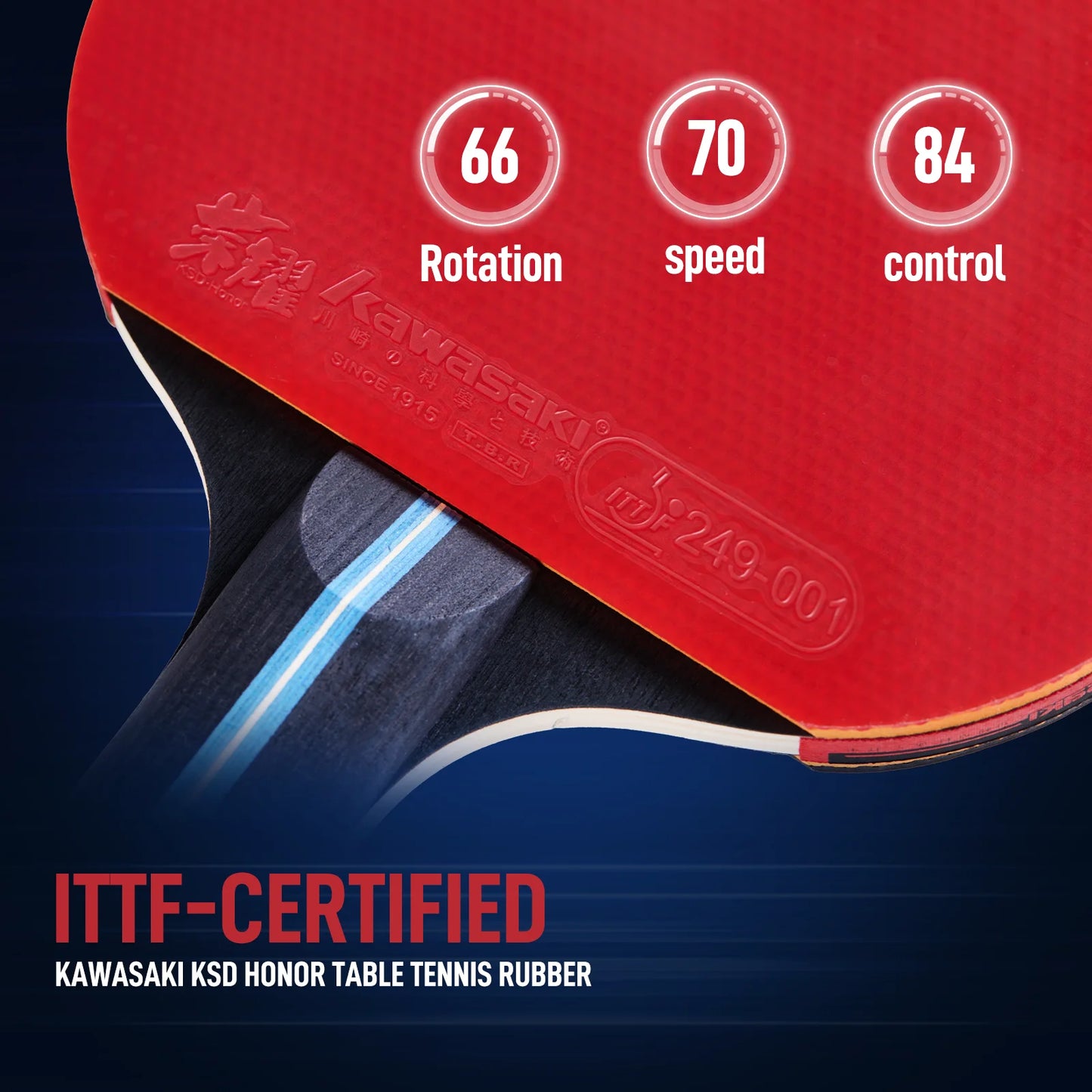 Kawasaki Table Tennis Set 2 Rackets 3 Balls with Case, ITTF Certified 7-Ply Blade for Beginners Training Ping Pong Paddle