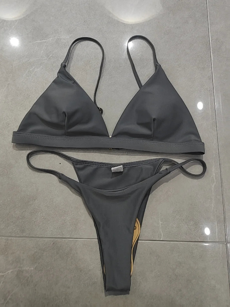 Miyouj Push up Swimsuit Sexy Bikini New Two Piece Suit Solid Color Bikini Sets 2026 Swimwear Low Waist Biquini High Cut Bathwear