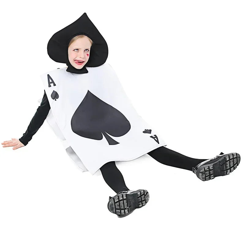Halloween Playing Cards Heart Costume Adult Children Alice in Wonderland Stage Performance Costume Suit