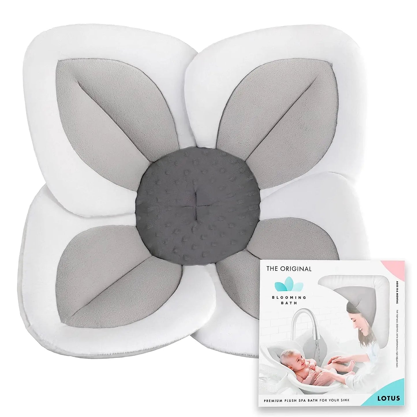 Blooming Bath Lotus Baby Bath Seat Plush Minky Baby Sink Bathtub Mat Cushion Safe Flower Seat for Newborns